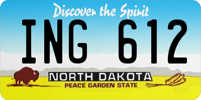 ND license plate ING612