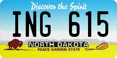 ND license plate ING615