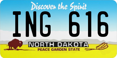 ND license plate ING616