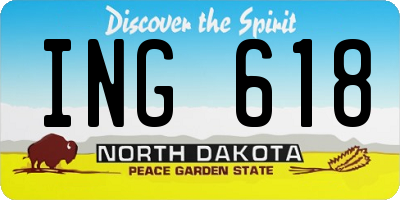 ND license plate ING618