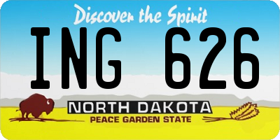 ND license plate ING626