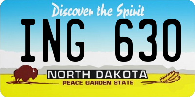 ND license plate ING630