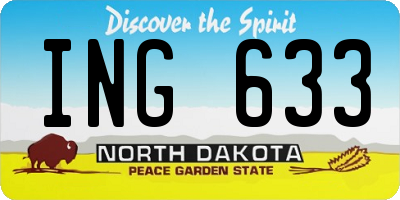 ND license plate ING633