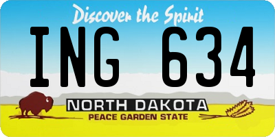 ND license plate ING634