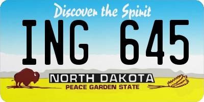 ND license plate ING645