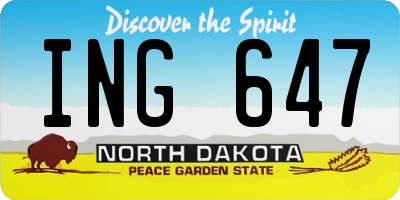 ND license plate ING647