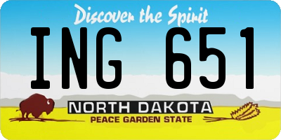 ND license plate ING651
