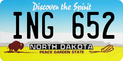 ND license plate ING652