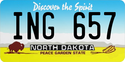 ND license plate ING657