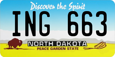 ND license plate ING663