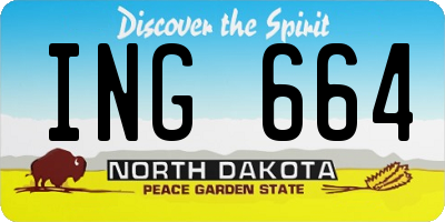 ND license plate ING664