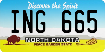 ND license plate ING665