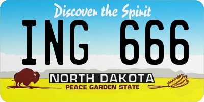ND license plate ING666