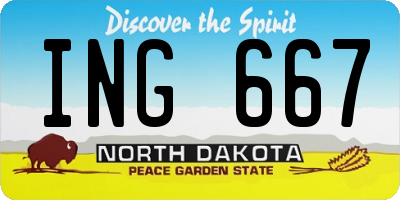 ND license plate ING667