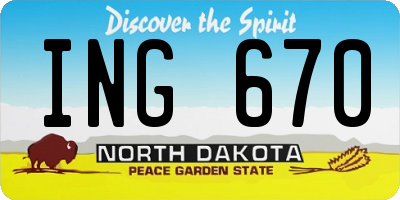 ND license plate ING670
