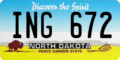 ND license plate ING672