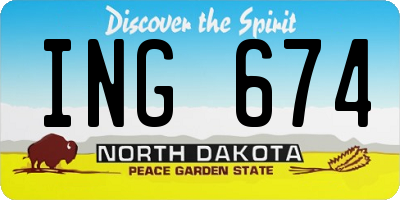 ND license plate ING674