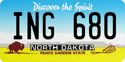 ND license plate ING680