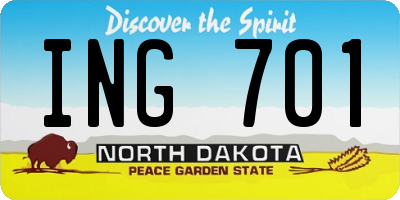 ND license plate ING701