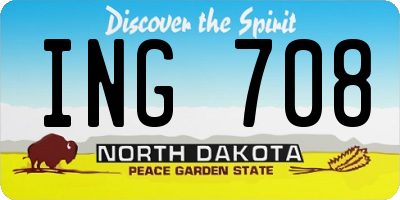 ND license plate ING708