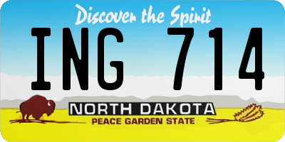 ND license plate ING714