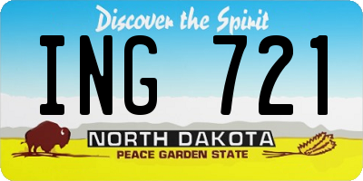 ND license plate ING721