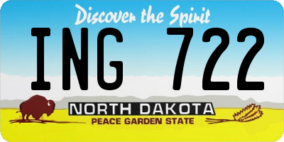 ND license plate ING722