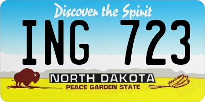 ND license plate ING723