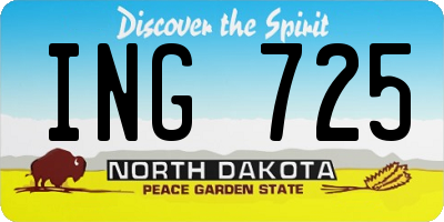 ND license plate ING725