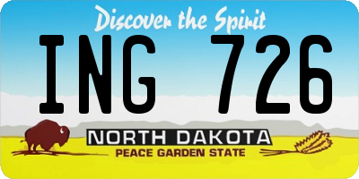 ND license plate ING726