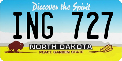 ND license plate ING727