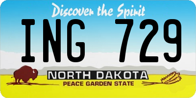 ND license plate ING729