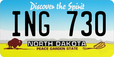 ND license plate ING730