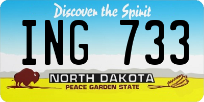 ND license plate ING733