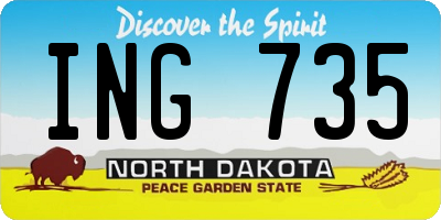 ND license plate ING735
