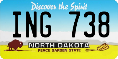 ND license plate ING738