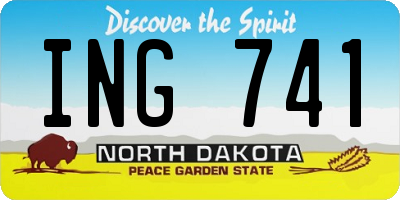 ND license plate ING741