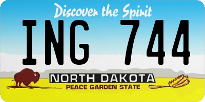 ND license plate ING744