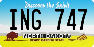 ND license plate ING747