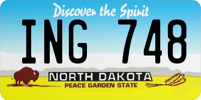 ND license plate ING748