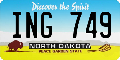 ND license plate ING749