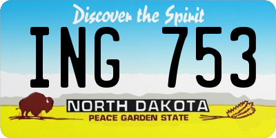 ND license plate ING753
