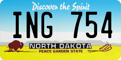 ND license plate ING754