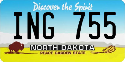 ND license plate ING755