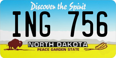 ND license plate ING756