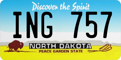 ND license plate ING757