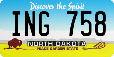ND license plate ING758