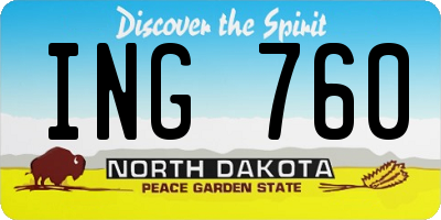 ND license plate ING760