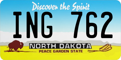 ND license plate ING762