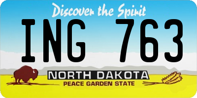 ND license plate ING763